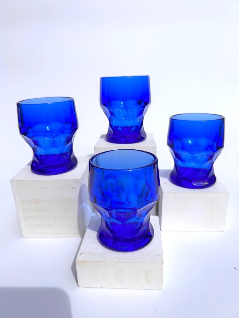 Vintage Viking Georgian Cobalt Blue Scotch Glasses.